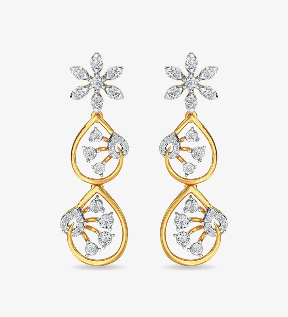 Diamond Trinity Earring Dangler Rose Gold
